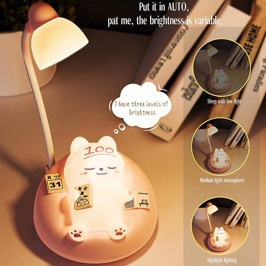Soft Cat Night Light | 3 Brightness Levels | USB Rechargeable Table Lamp for Bedroom, Office & Dorm Decor FJORD