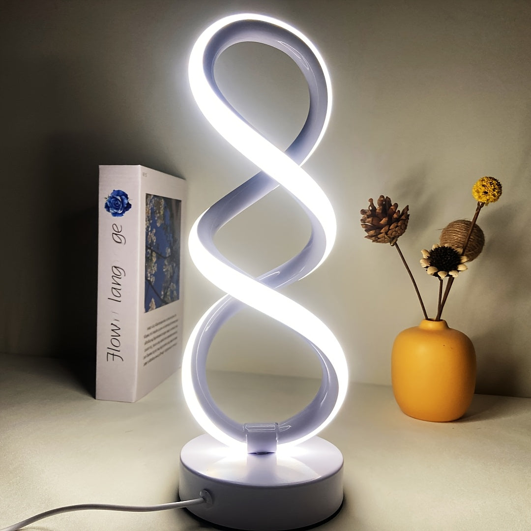 Modern Spiral LED Table Lamp, Dimmable Touch Control, 3200K Warm Light, Eye-Caring Design for Bedroom, Living Room, Office – Adjustable Brightness, Metal Base, Energy-Efficient FJORD