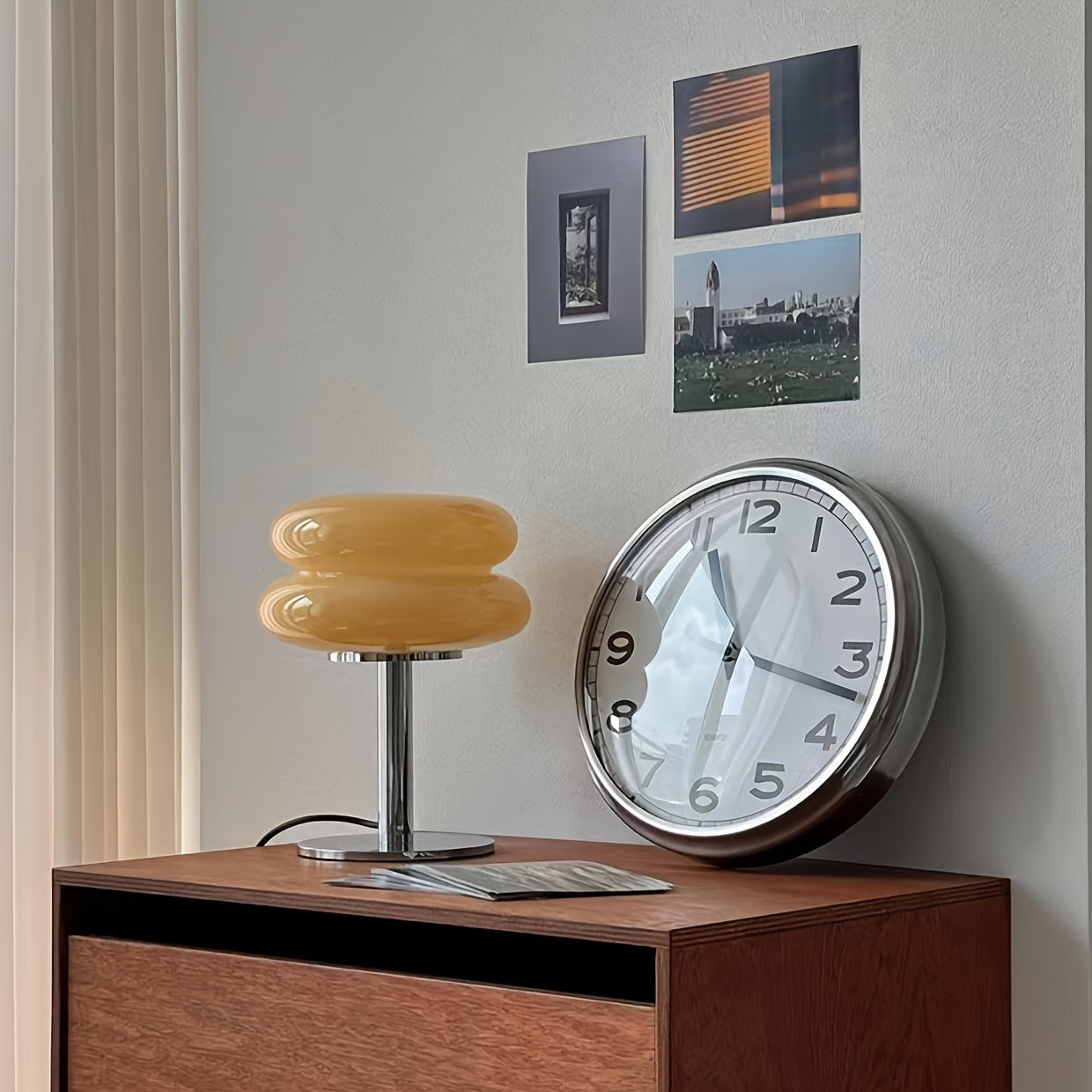 Modern Dimmable Glass Table Lamp, USB Powered, Mid Century Retro Egg Tart Design - Ideal for Bedroom, Living Room, Desk, Nightstand - Aesthetic Home Decor & Ambient Lighting FJORD