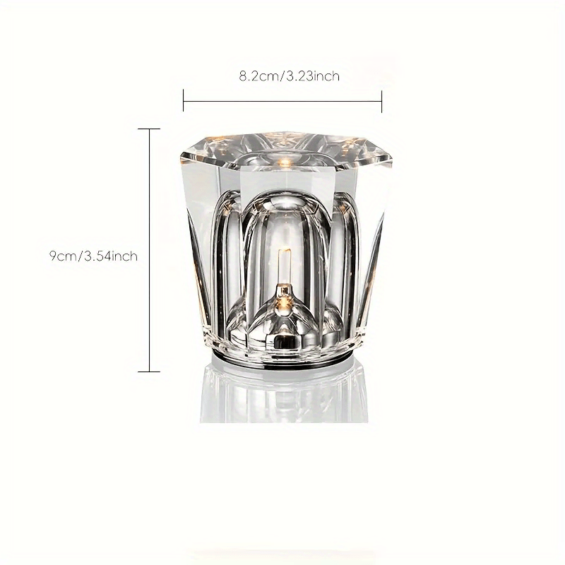 Modern Christmas Crystal Table Lamp - Geometric Design, USB Powered, Rechargeable Lithium Battery FJORD