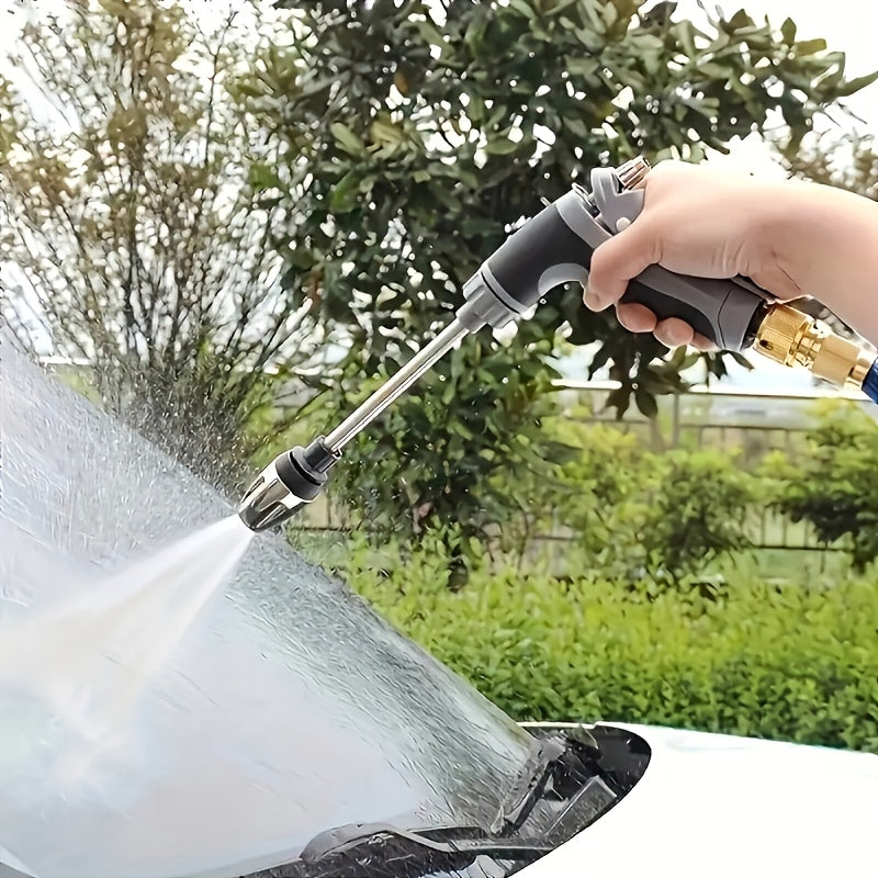 Portable High-Pressure Car Wash Spray Gun with Adjustable Wand – Multi-Function Garden Hose Nozzle for Auto & Pet Cleaning – Includes 3/4" & 1/2" Quick Connect Adapters – Durable Plastic Construction – Hand Wash Only FJORD