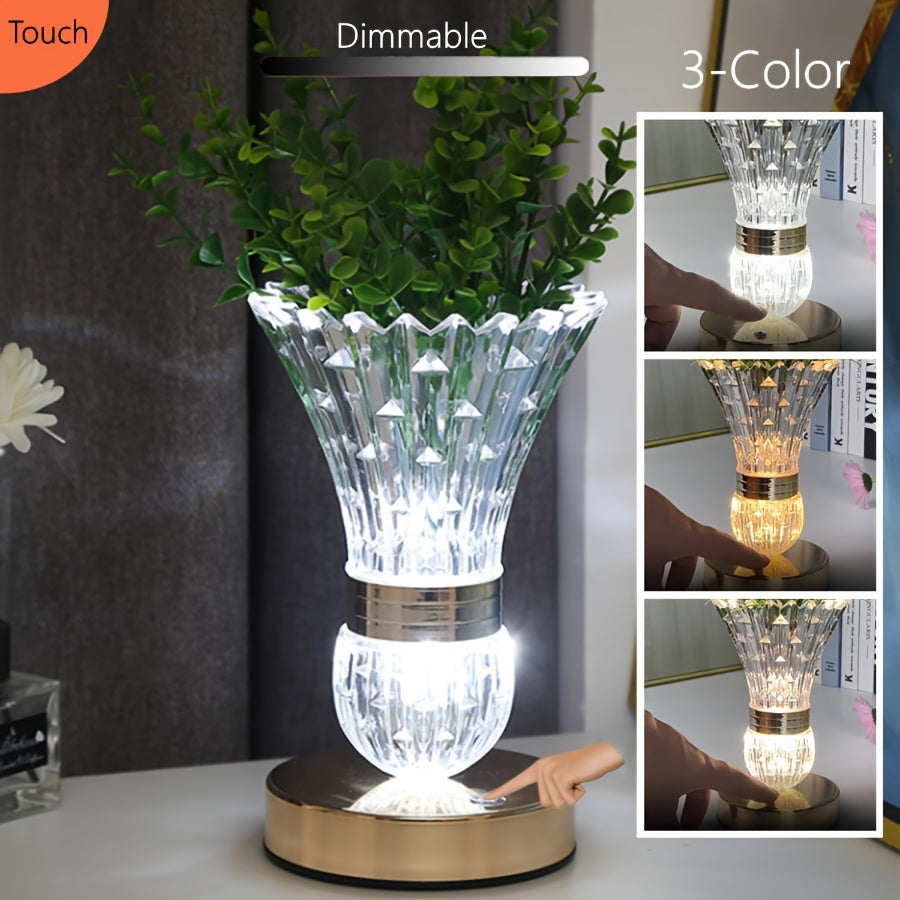 DIY Vase Table Lamp, LED Rechargeable Touch Dimmable Flower Lamp, USB Night Light for Bedroom, Living Room & Office Decor FJORD