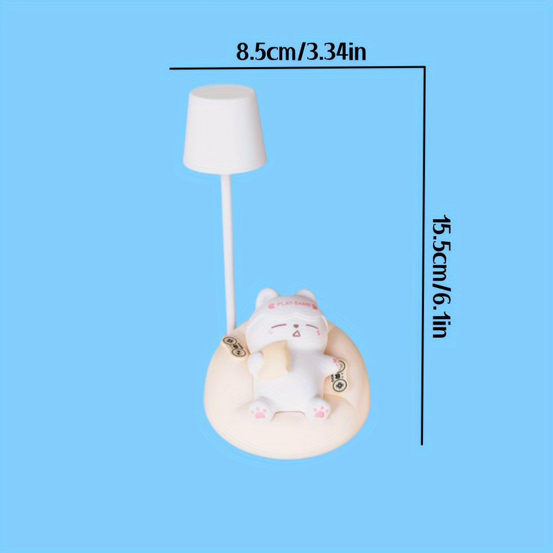 Soft Cat Night Light | 3 Brightness Levels | USB Rechargeable Table Lamp for Bedroom, Office & Dorm Decor FJORD