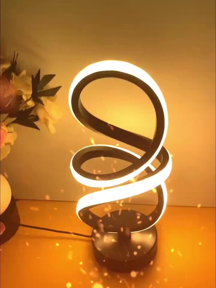 Modern Spiral LED Table Lamp with USB | 3-Color Adjustable & Eye-Care Lighting FJORD