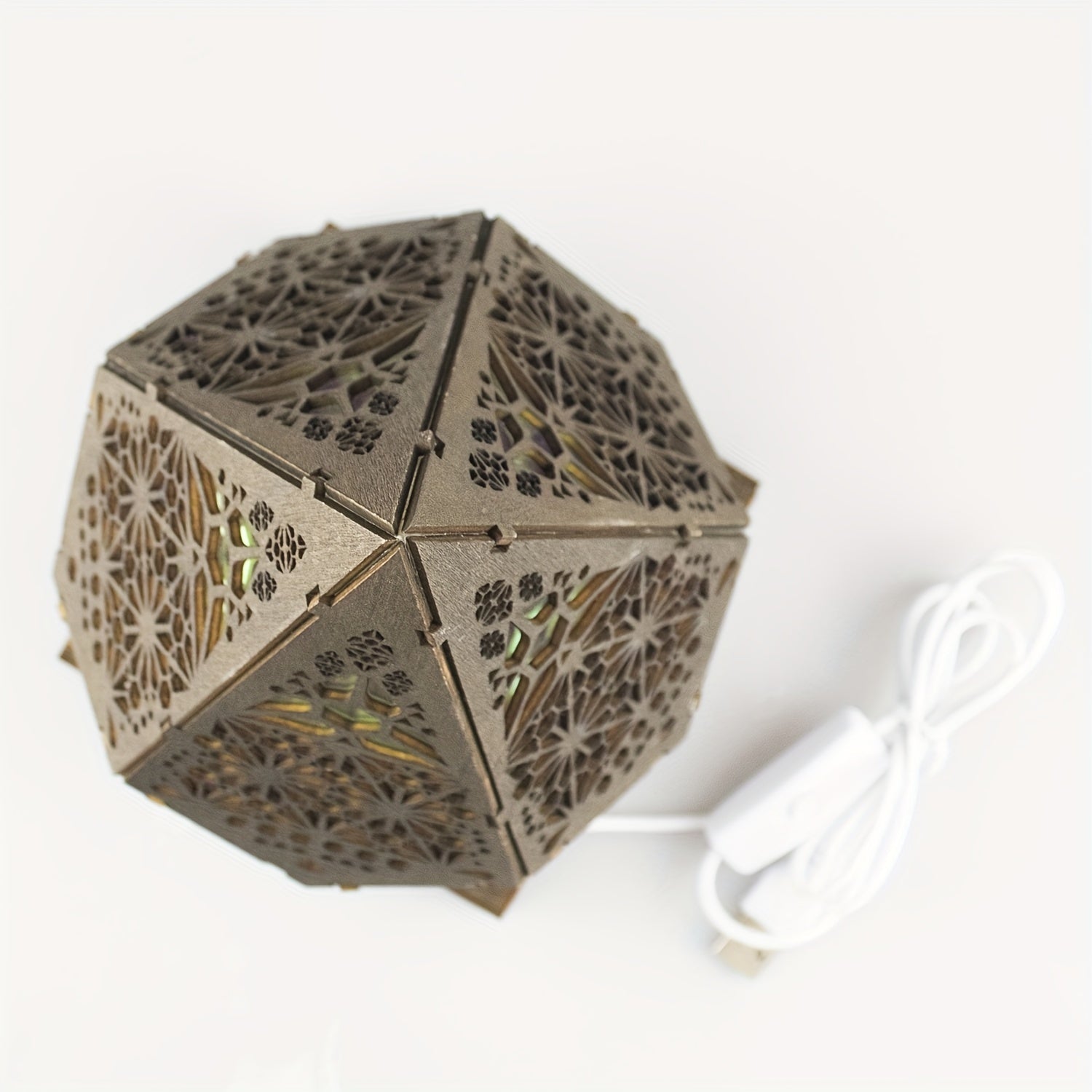 Modern Wooden Starry Sky Table Lamp | USB Powered, Adjustable Lighting with Button Control | Plastic Shade, No Battery | Perfect for Home & Kitchen Decor FJORD