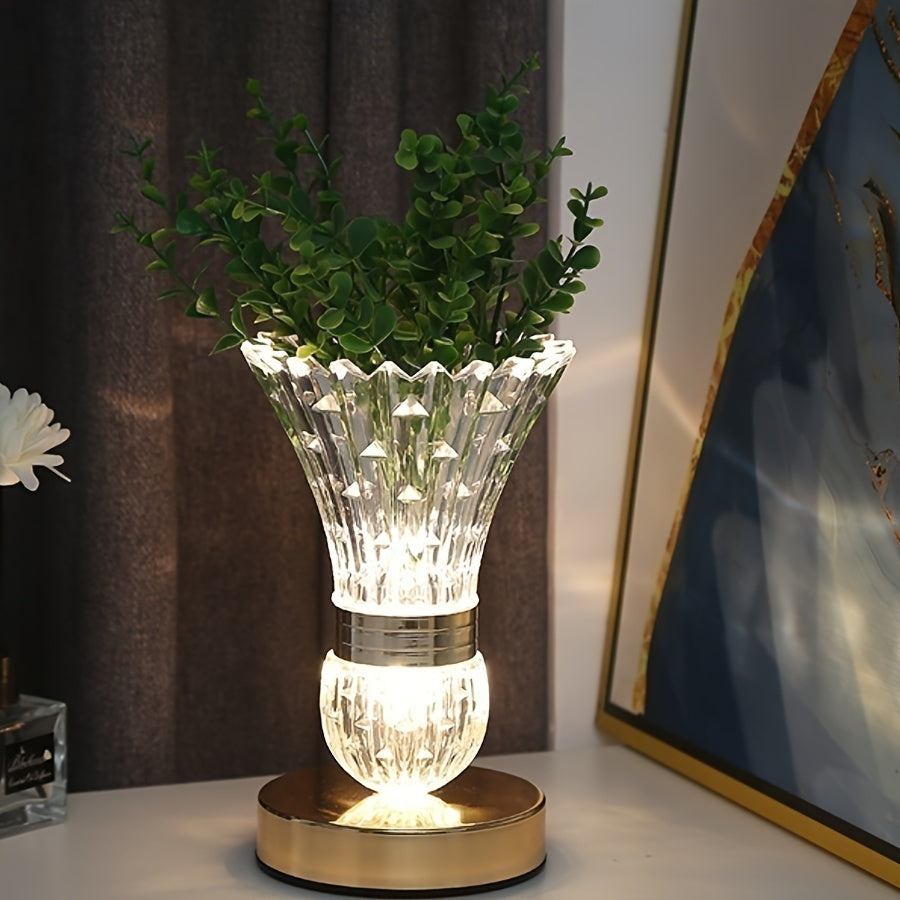 DIY Vase Table Lamp, LED Rechargeable Touch Dimmable Flower Lamp, USB Night Light for Bedroom, Living Room & Office Decor FJORD