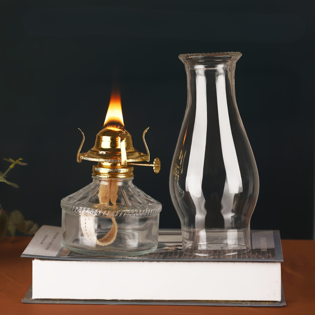 Vintage Glass Kerosene Lantern | 380ml Large Capacity Oil Lamp for Cozy Indoor Lighting - Amanigo FJORD