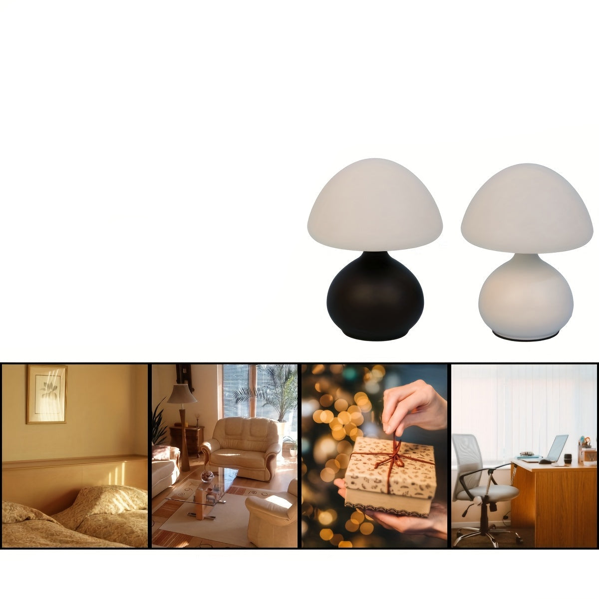 Modern Mushroom Table Lamp - Soft, Warm Lighting | USB Powered | Ideal for Cozy Bedrooms, Living Rooms & Home Offices FJORD