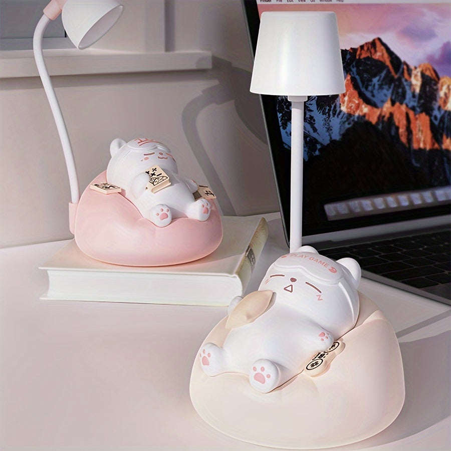 Soft Cat Night Light | 3 Brightness Levels | USB Rechargeable Table Lamp for Bedroom, Office & Dorm Decor FJORD