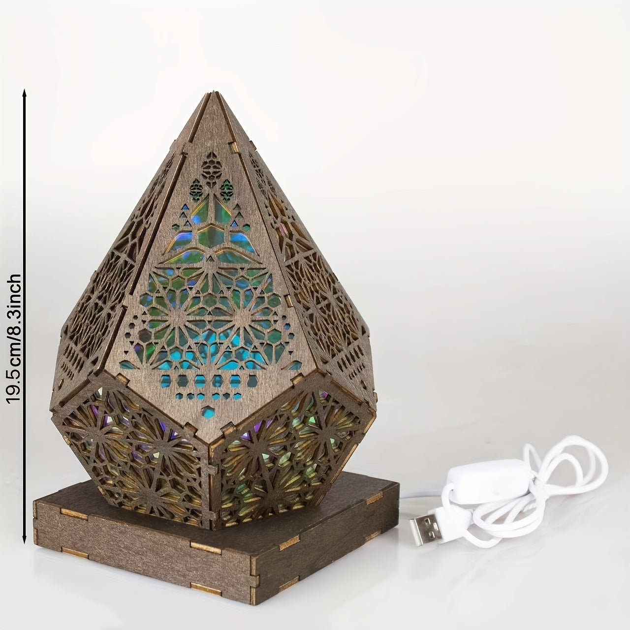 Modern Wooden Starry Sky Table Lamp | USB Powered, Adjustable Lighting with Button Control | Plastic Shade, No Battery | Perfect for Home & Kitchen Decor FJORD