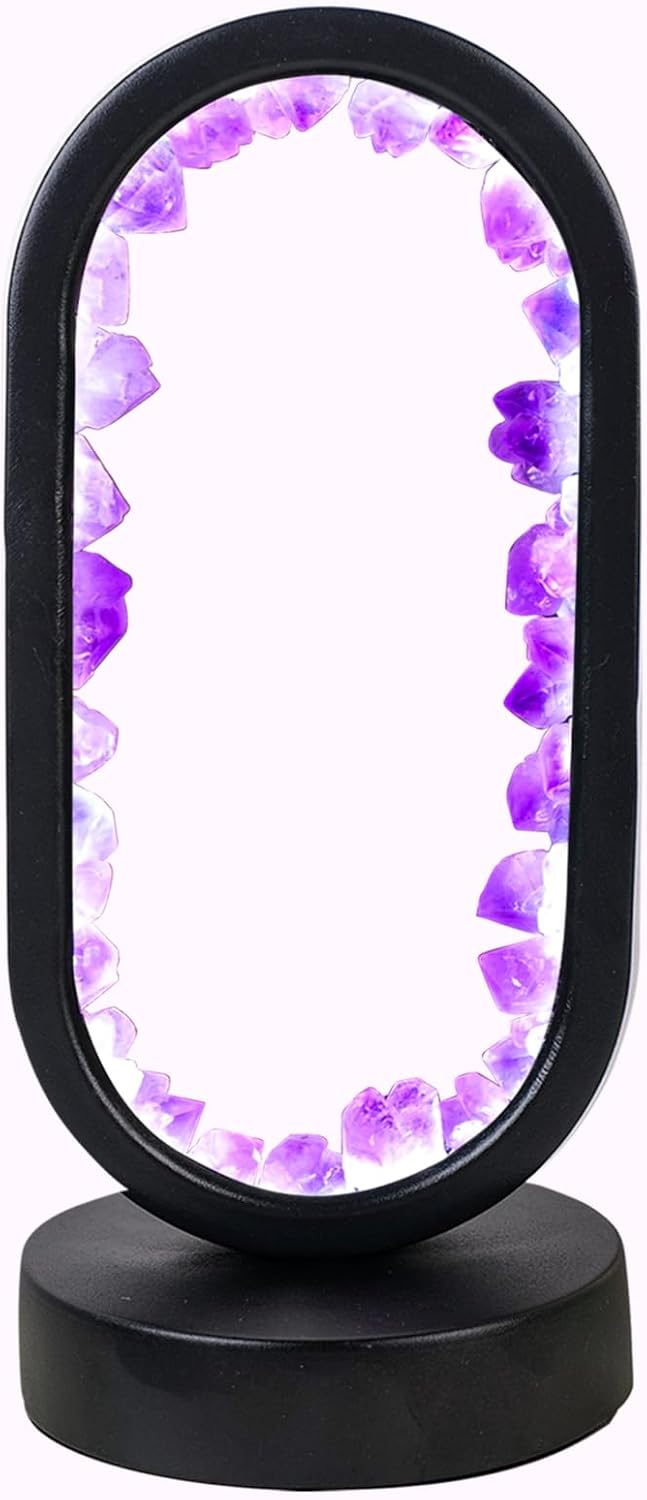 Amethyst Crystal Table Lamp - Natural Healing Night Light with USB Port & 3 Color Modes - Perfect for Bedroom, Office & Home Decor - Relaxation Gift FJORD
