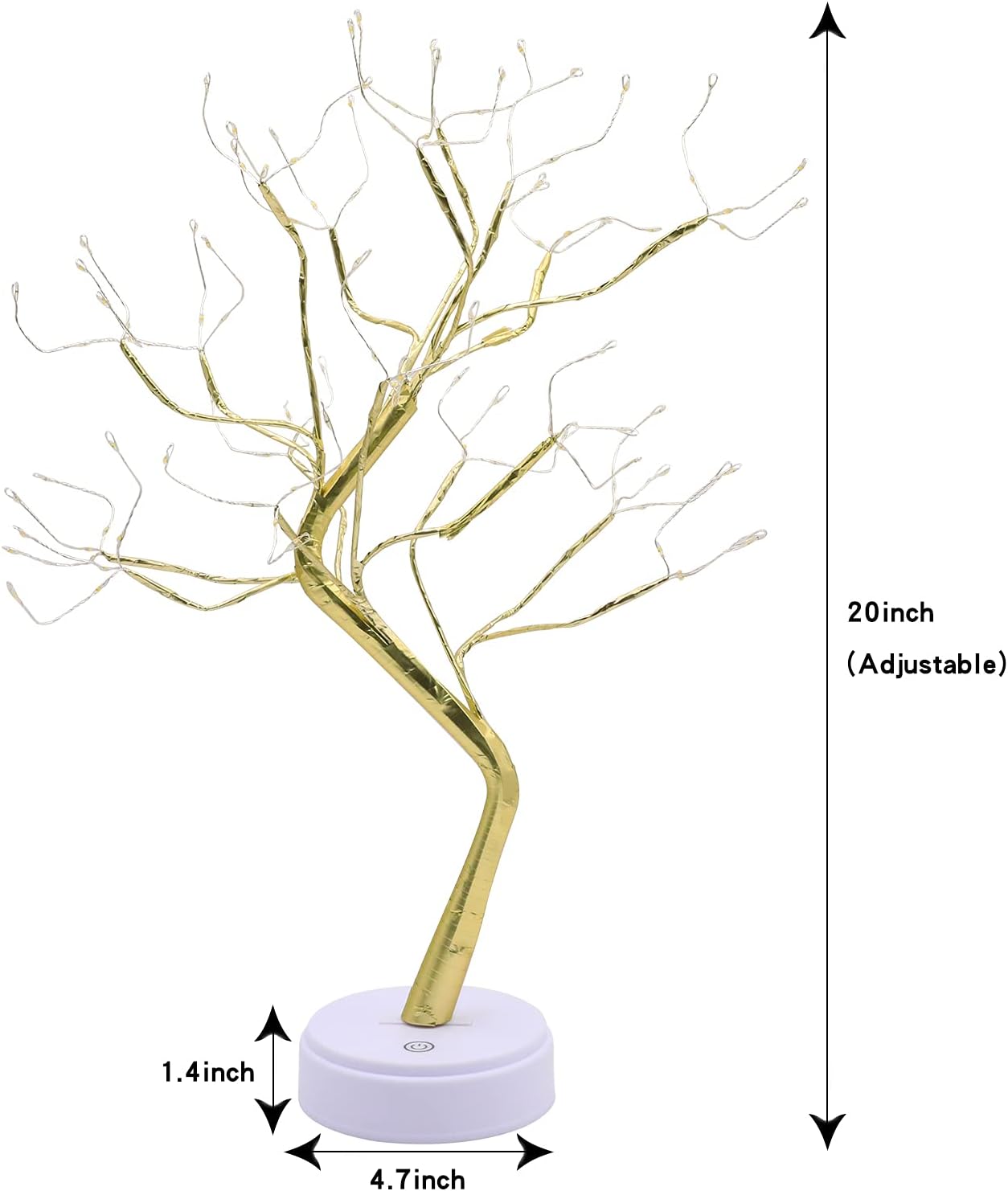 Golden Leaf LED Bonsai Tree Light - Warm White, Battery/USB Powered, DIY Adjustable Branches for Room & Holiday Decor, Christmas, New Year, Bedroom & Gift FJORD