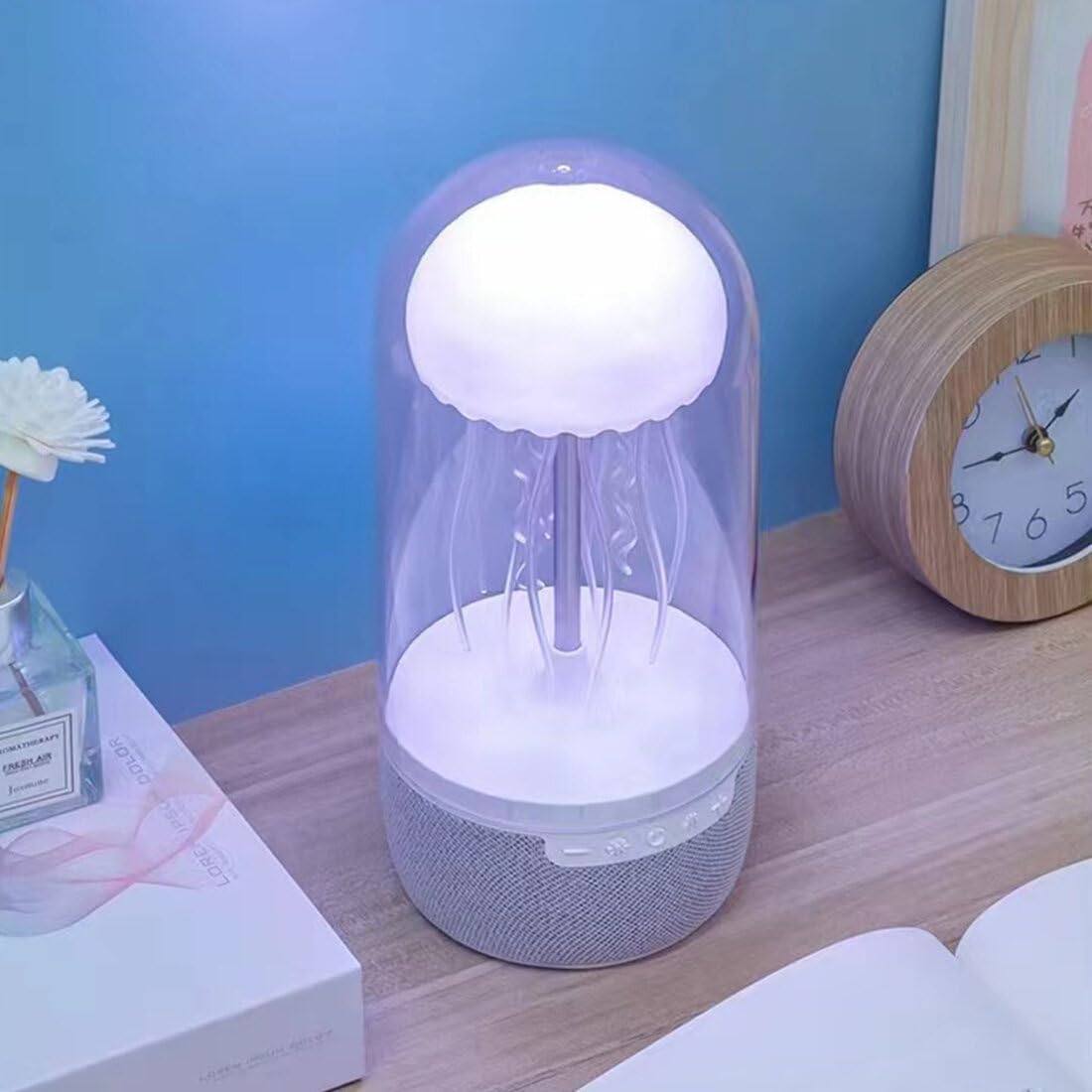 Wireless Jellyfish Mood Lamp Speaker with 7-Color LED Lights, Bluetooth 5.0, and Ambient Sound – Ideal for Home Décor and Relaxation FJORD