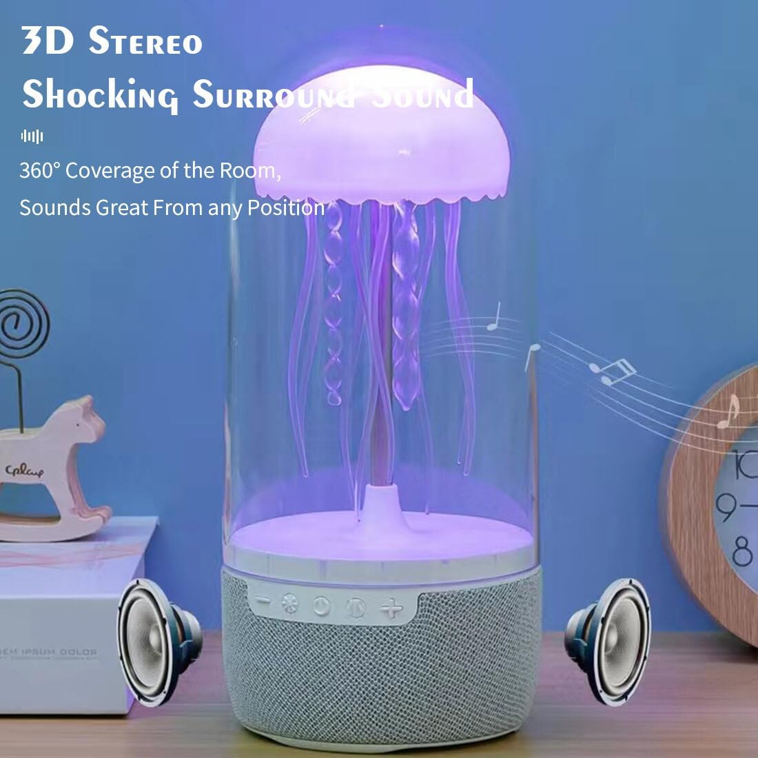 Wireless Jellyfish Mood Lamp Speaker with 7-Color LED Lights, Bluetooth 5.0, and Ambient Sound – Ideal for Home Décor and Relaxation FJORD