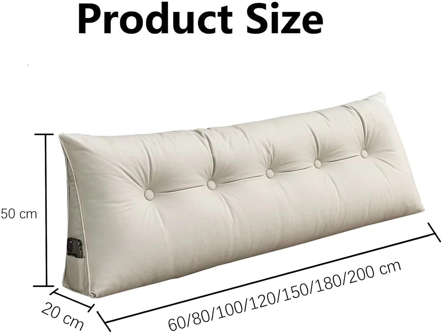Breathable Triangular Wedge Pillow with Side Pockets - Ergonomic Backrest & Headboard Cushion for Sofa, Bed, or Reading FJORD