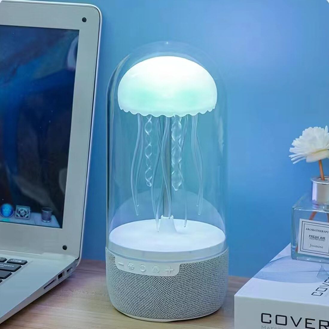 Wireless Jellyfish Mood Lamp Speaker with 7-Color LED Lights, Bluetooth 5.0, and Ambient Sound – Ideal for Home Décor and Relaxation FJORD