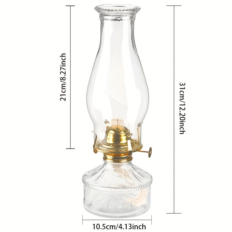 Vintage Glass Kerosene Lantern | 380ml Large Capacity Oil Lamp for Cozy Indoor Lighting - Amanigo FJORD