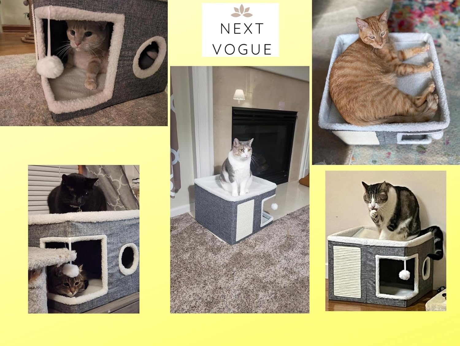 Foldable Cat Cave with Scratching Pad & Soft Cushions – Indoor Bed FJORD