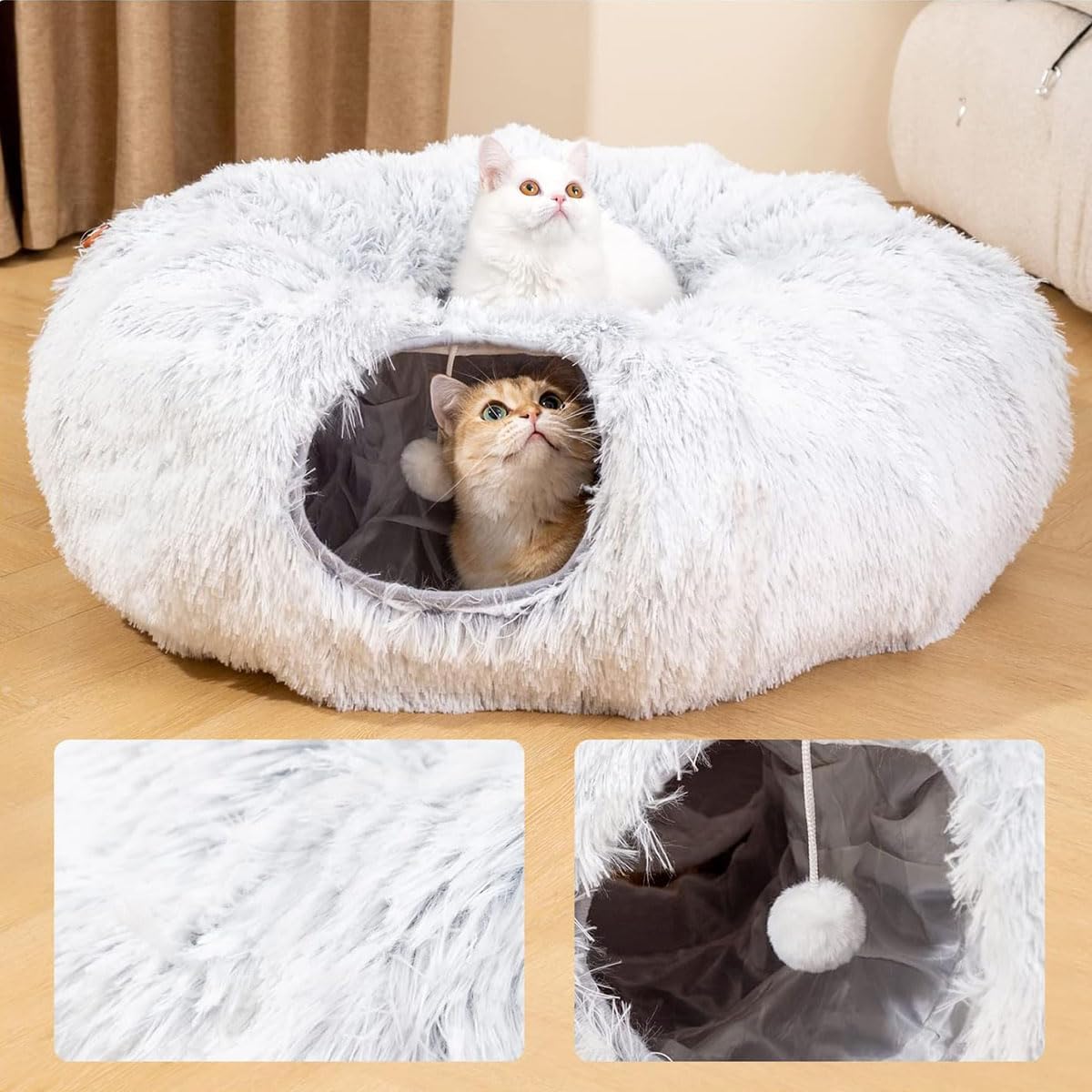Plush Cat Tunnel Bed – Cozy Hideaway & Play Space for Pets FJORD
