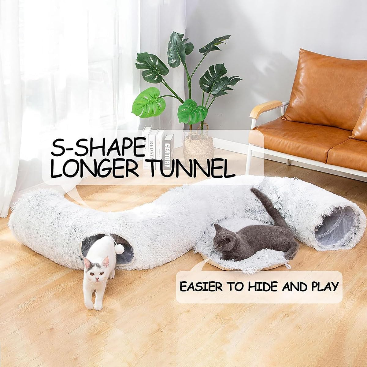 Plush Cat Tunnel Bed – Cozy Hideaway & Play Space for Pets FJORD