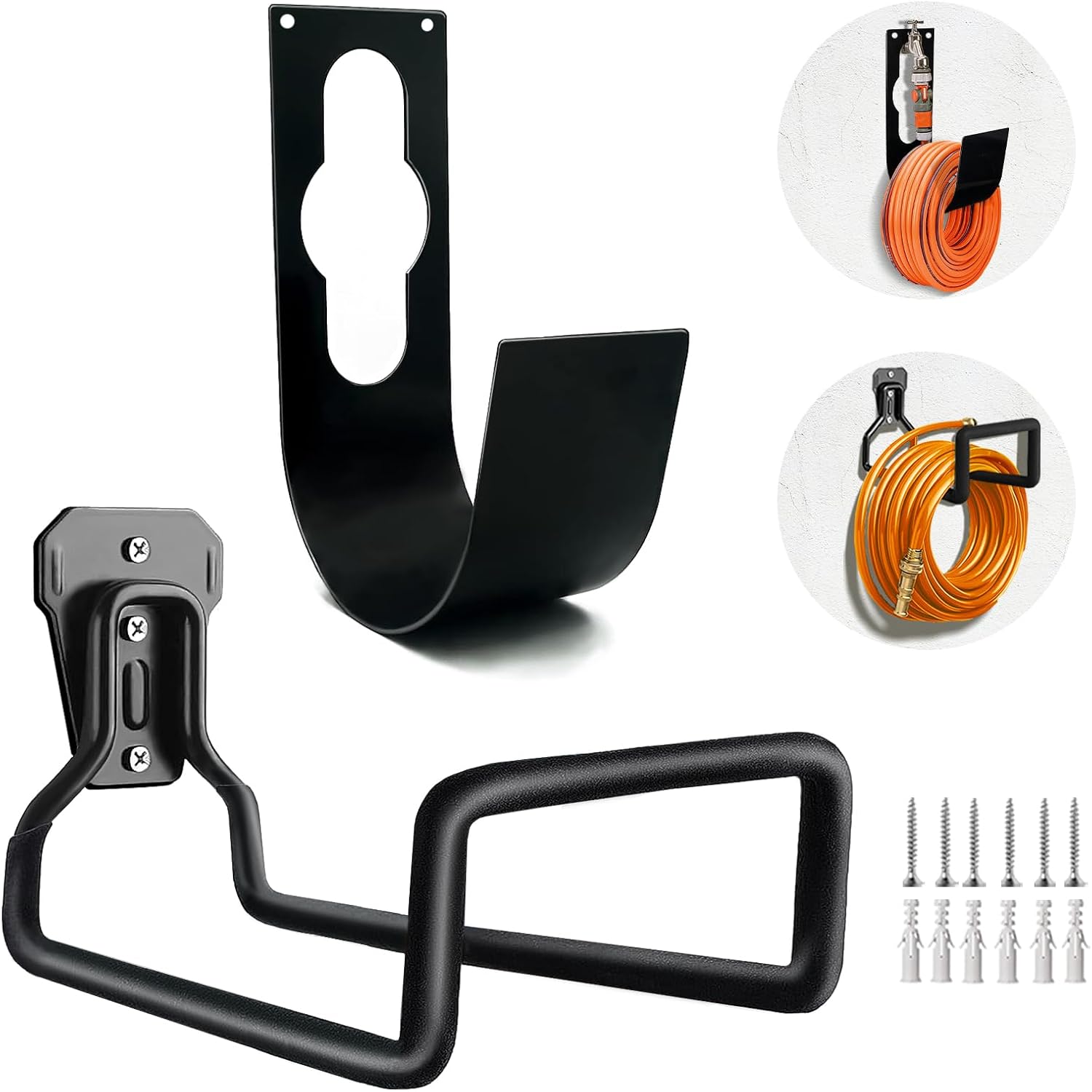 Heavy-Duty Garden Hose Holder - Rust-Resistant Wall-Mount Storage Rack, Durable and Easy Install for Outdoor/Indoor Hose Organization - Includes Screws, Space-Saving Solution for Yard, Garage & Garden FJORD