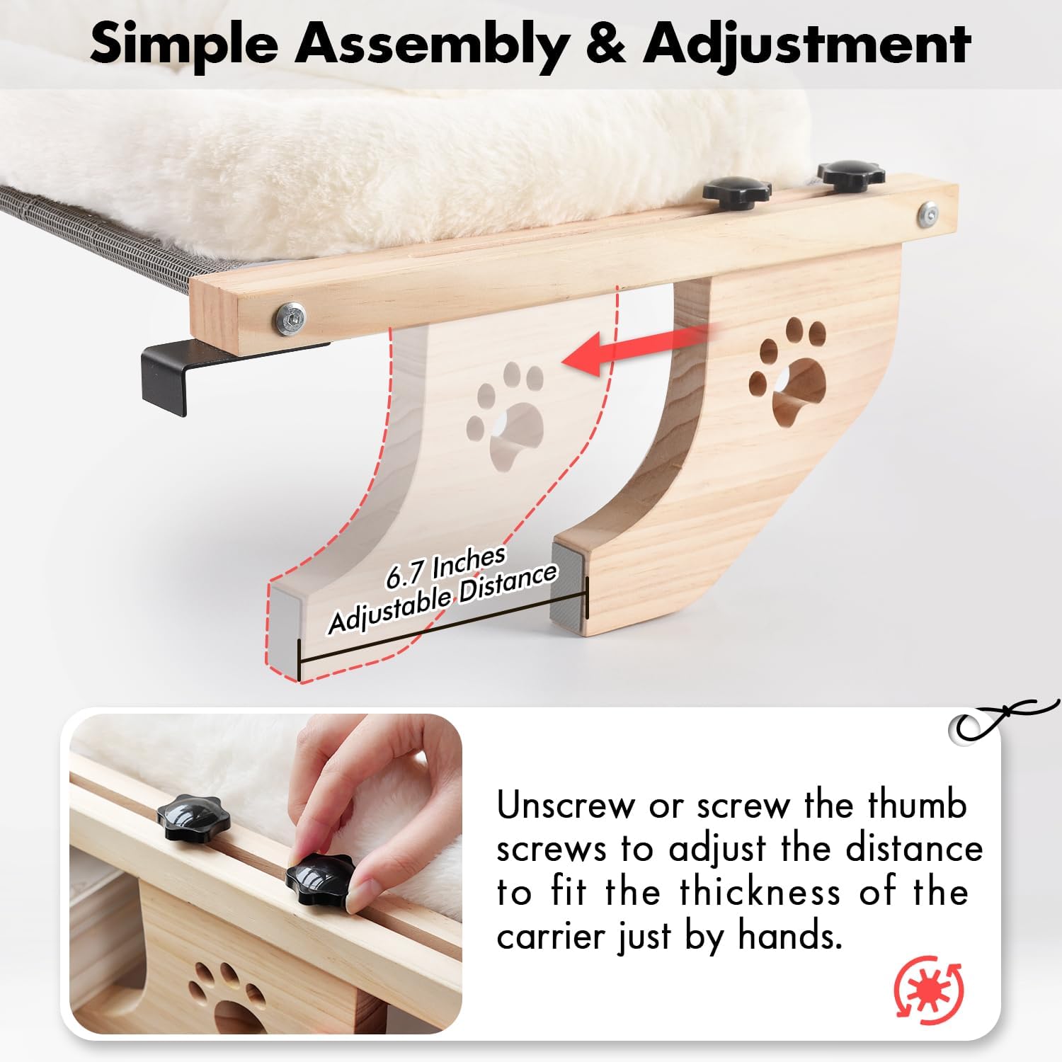 Sturdy Cat Window Perch – No Drilling, Adjustable, Soft Bed FJORD