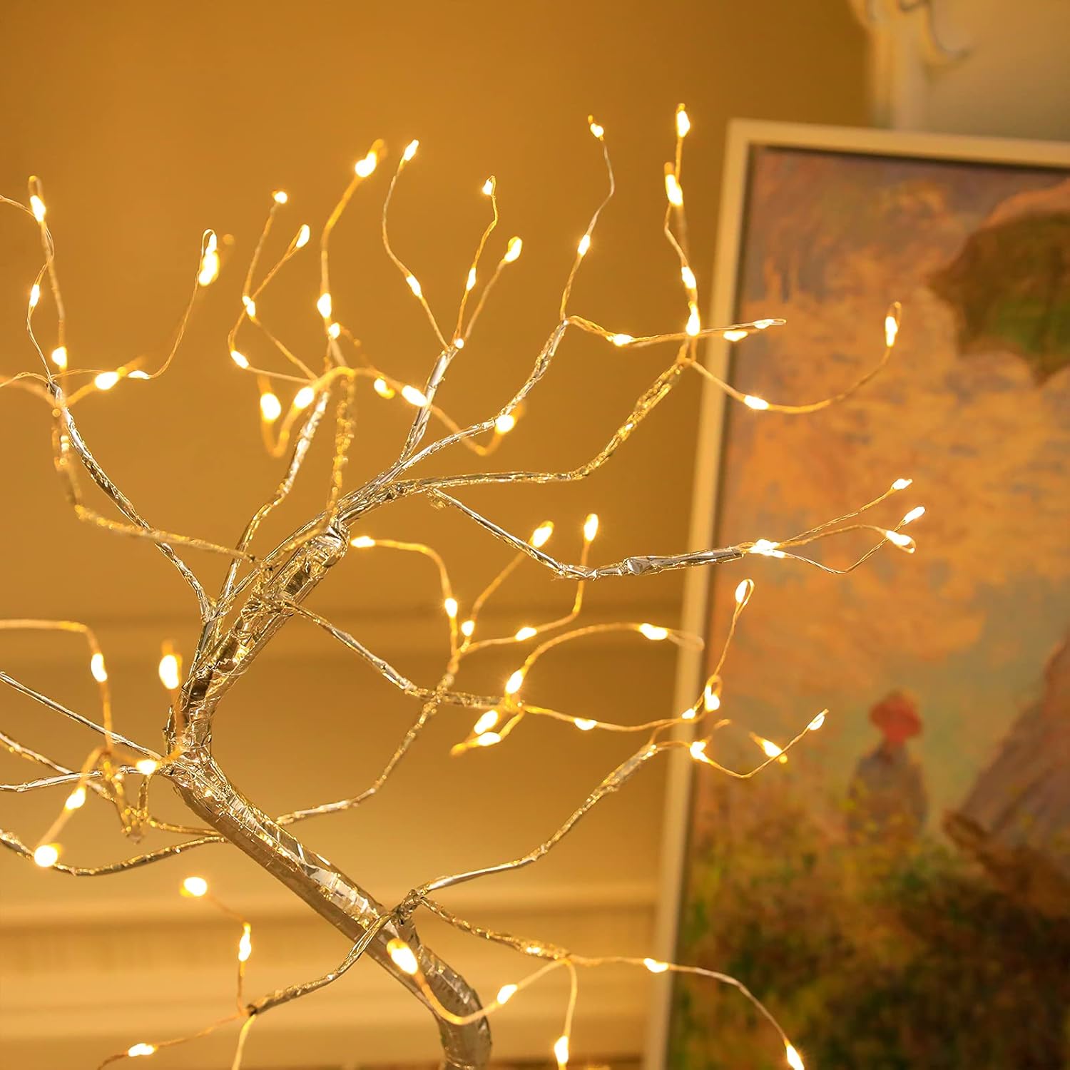 Golden Leaf LED Bonsai Tree Light - Warm White, Battery/USB Powered, DIY Adjustable Branches for Room & Holiday Decor, Christmas, New Year, Bedroom & Gift FJORD