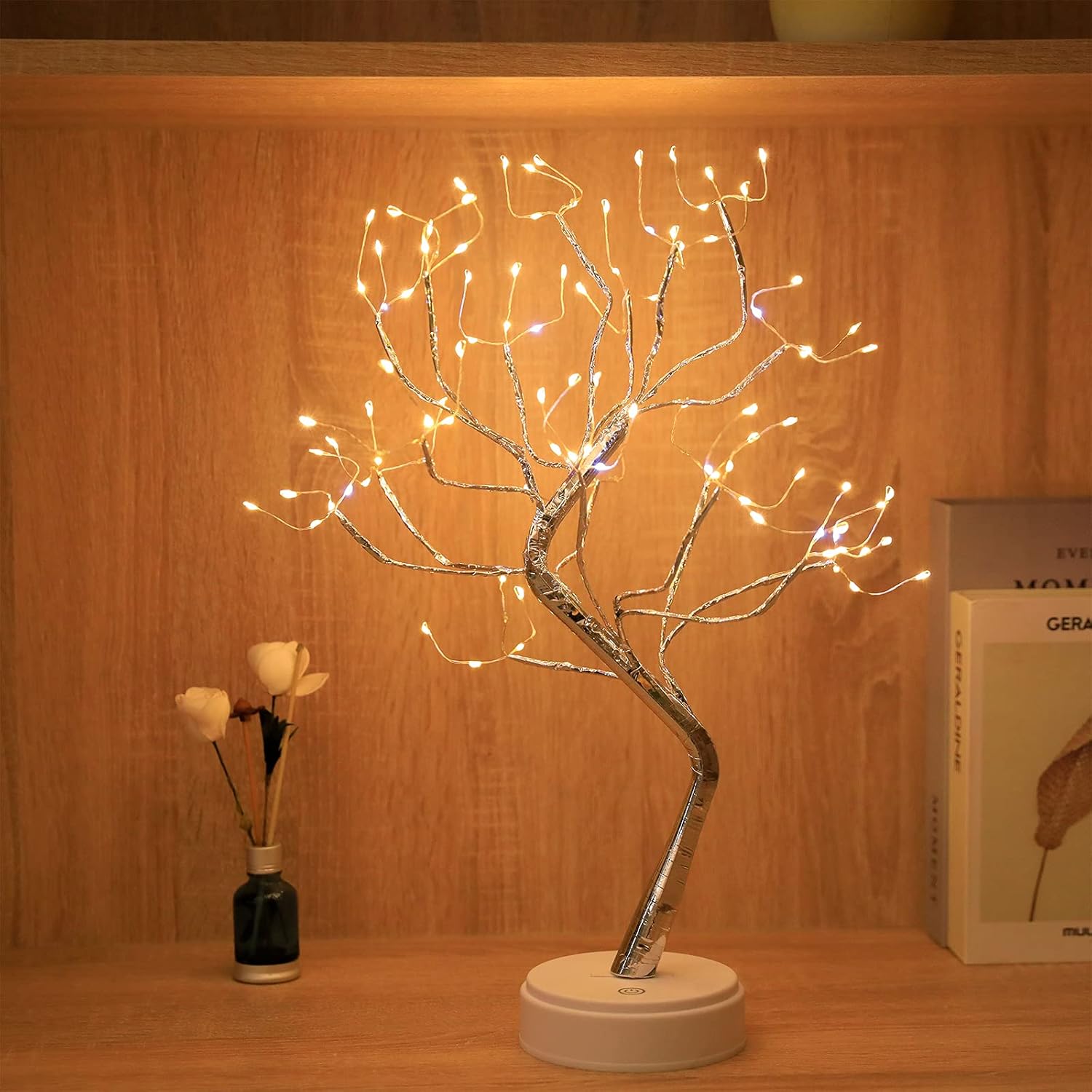 Golden Leaf LED Bonsai Tree Light - Warm White, Battery/USB Powered, DIY Adjustable Branches for Room & Holiday Decor, Christmas, New Year, Bedroom & Gift FJORD