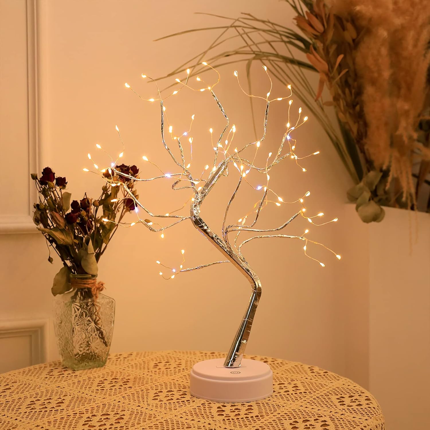 Golden Leaf LED Bonsai Tree Light - Warm White, Battery/USB Powered, DIY Adjustable Branches for Room & Holiday Decor, Christmas, New Year, Bedroom & Gift FJORD