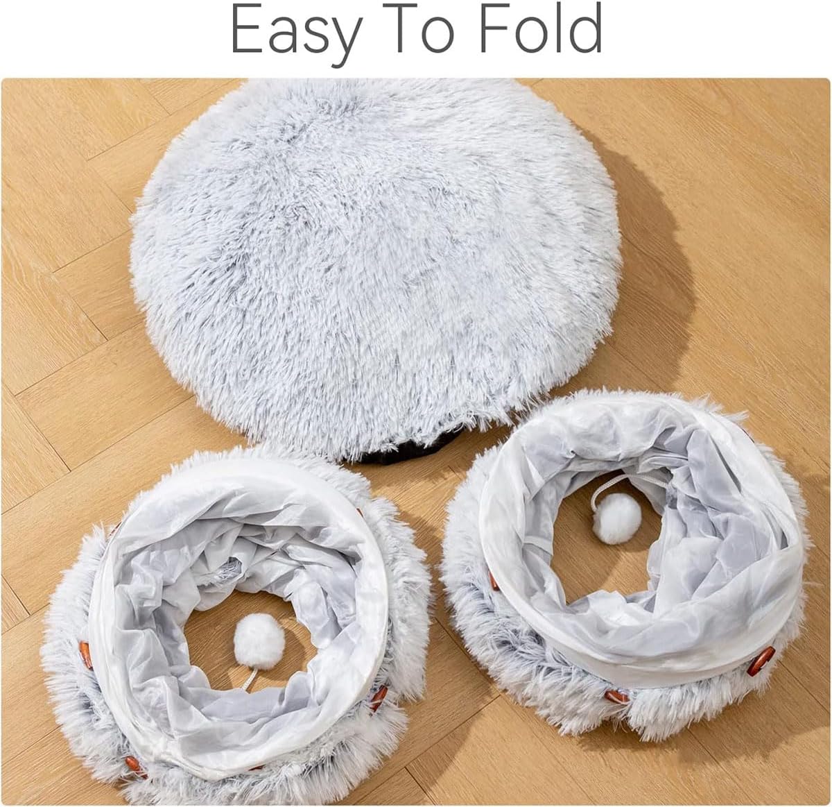 Plush Cat Tunnel Bed – Cozy Hideaway & Play Space for Pets FJORD