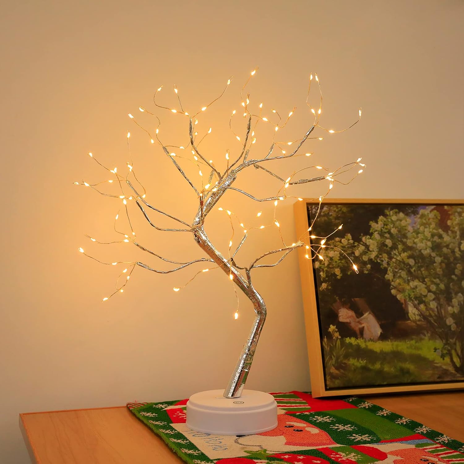 Golden Leaf LED Bonsai Tree Light - Warm White, Battery/USB Powered, DIY Adjustable Branches for Room & Holiday Decor, Christmas, New Year, Bedroom & Gift FJORD