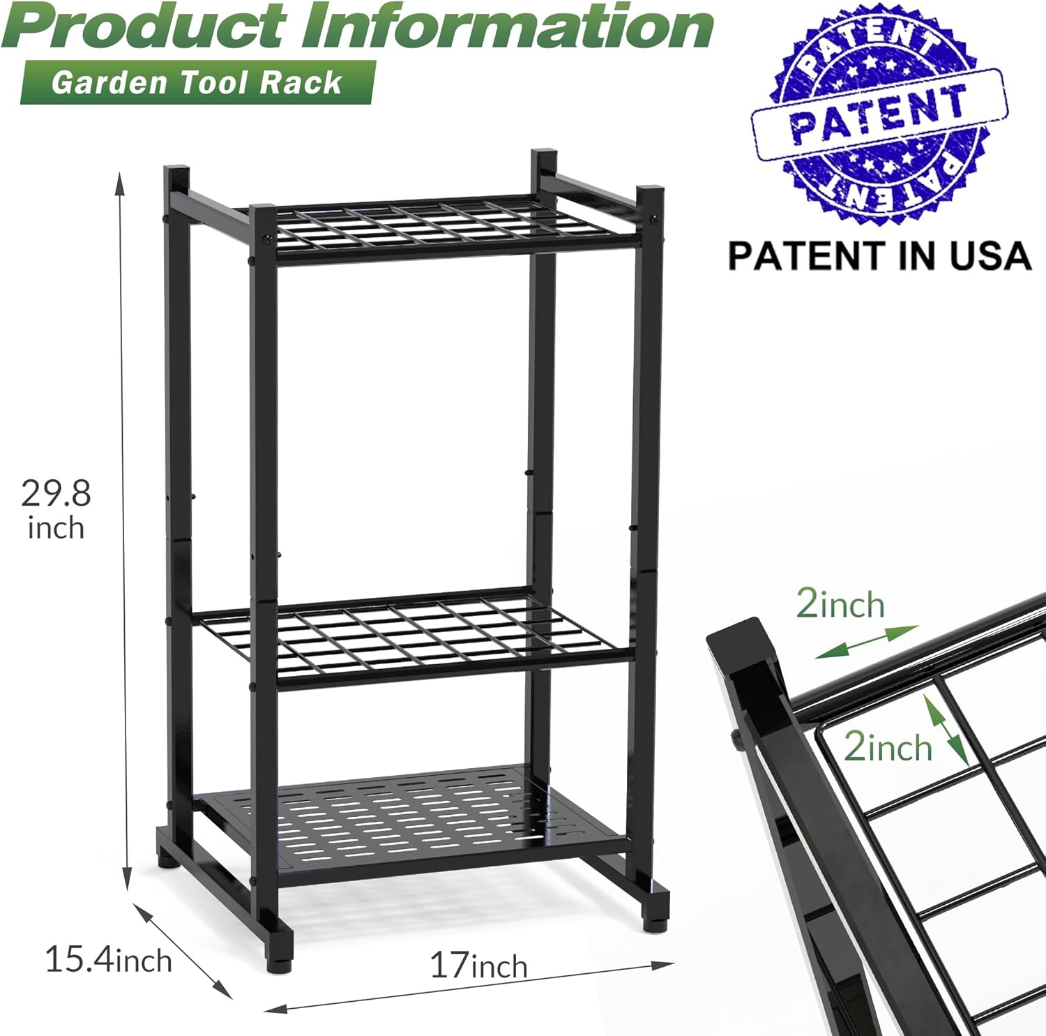 Heavy Duty Mop and Broom Holder, Wall Mount Tool Rack with 4 Racks & 5 Hooks, Stainless Steel Storage Organizer for Home, Kitchen, Garage, Laundry, Garden FJORD