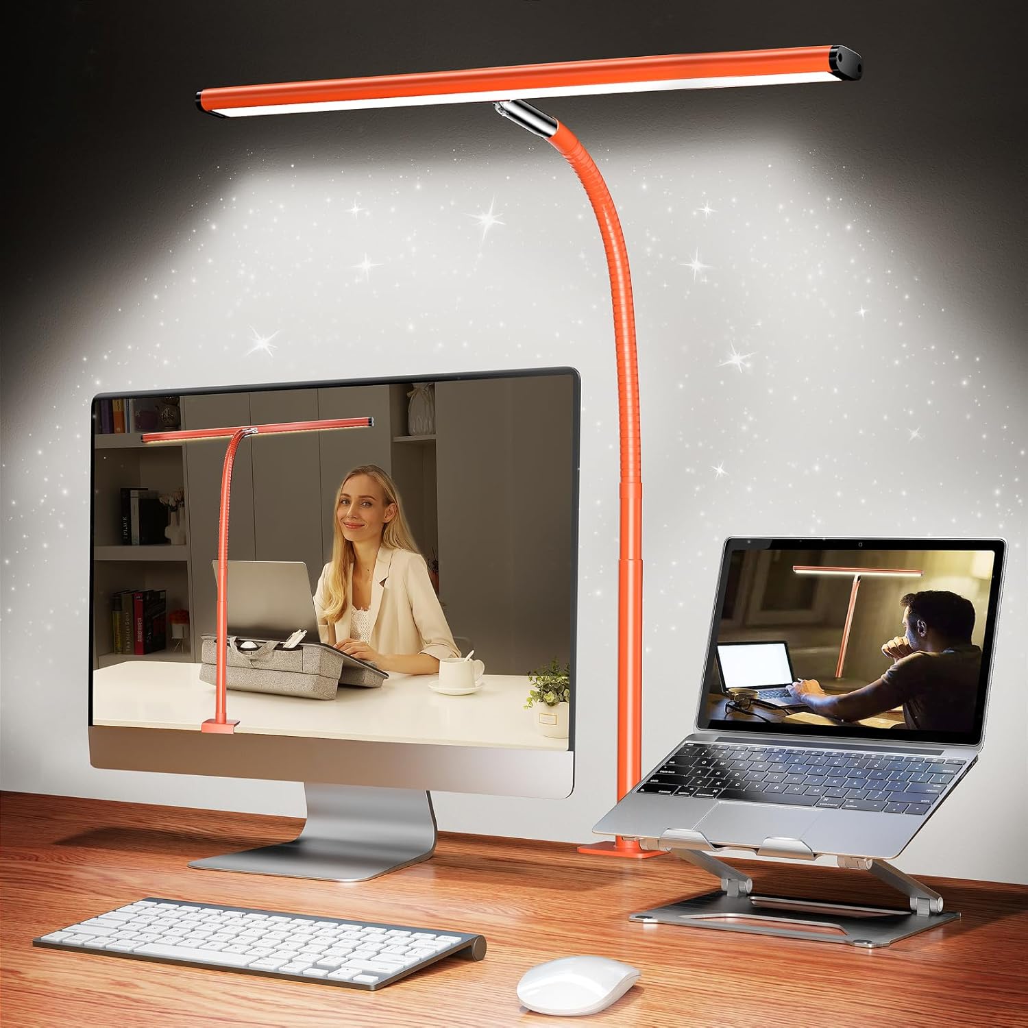 LED Desk Lamp with Clamp, 3 Color Modes & Stepless Dimming, Adjustable Flexible Gooseneck, Eye-Caring USB Lamp for Reading, Study, Work, Home Office FJORD