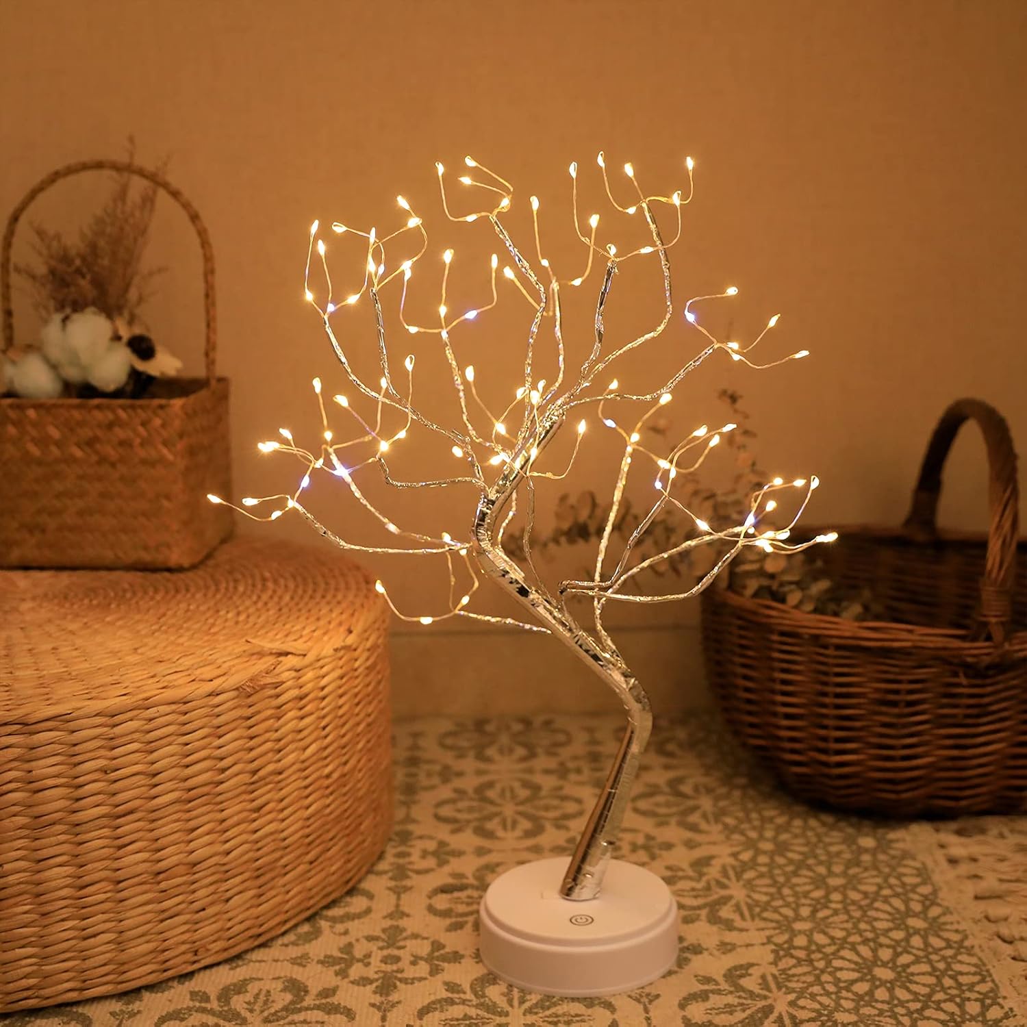 Golden Leaf LED Bonsai Tree Light - Warm White, Battery/USB Powered, DIY Adjustable Branches for Room & Holiday Decor, Christmas, New Year, Bedroom & Gift FJORD