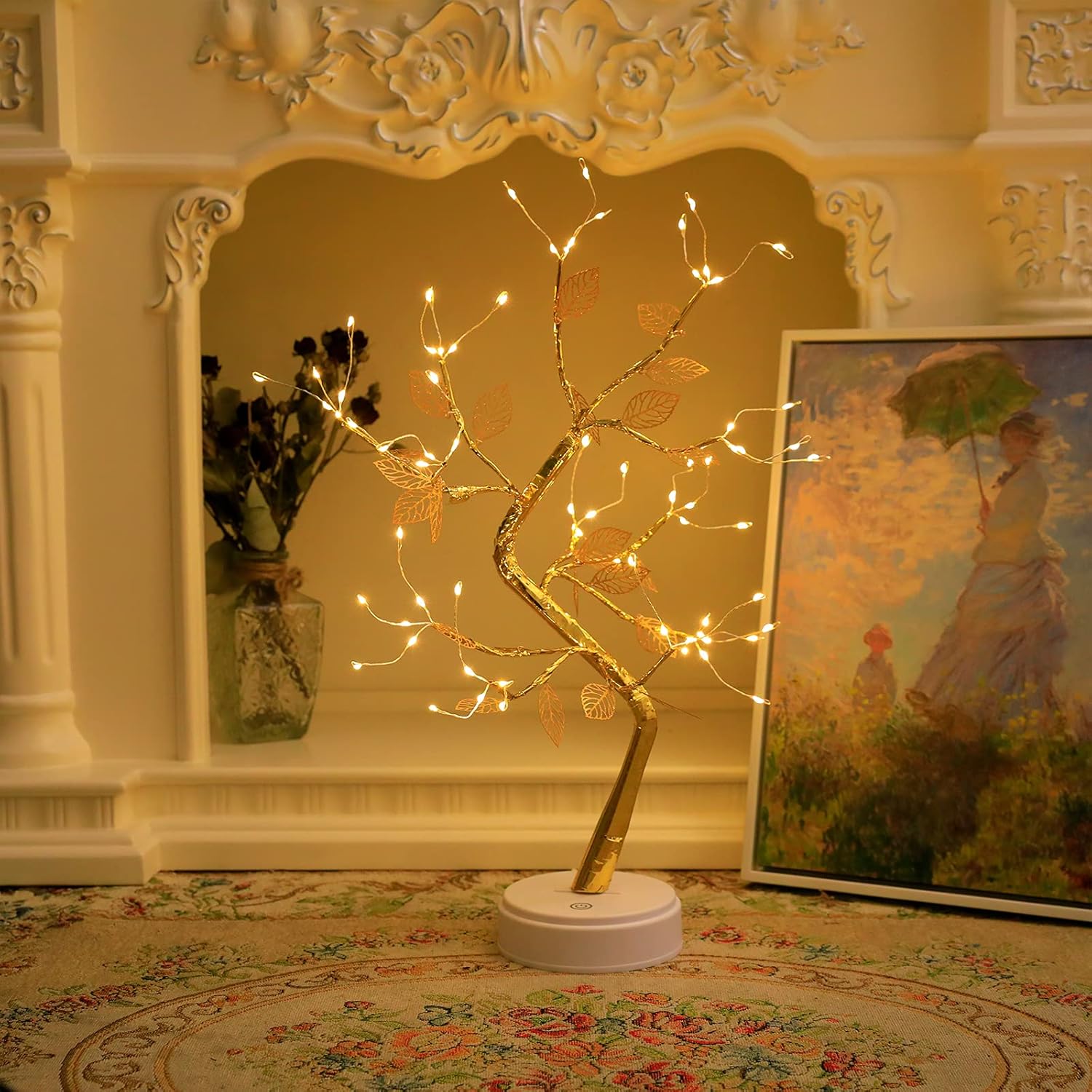 Golden Leaf LED Bonsai Tree Light - Warm White, Battery/USB Powered, DIY Adjustable Branches for Room & Holiday Decor, Christmas, New Year, Bedroom & Gift FJORD