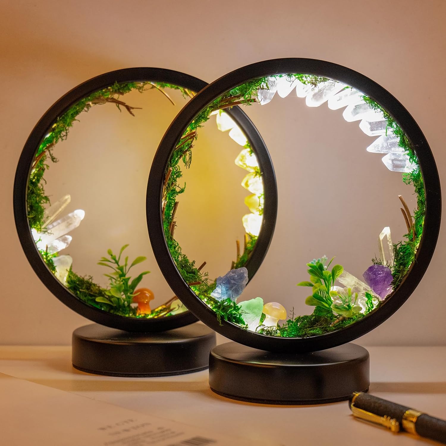 Amethyst Crystal Table Lamp - Natural Healing Night Light with USB Port & 3 Color Modes - Perfect for Bedroom, Office & Home Decor - Relaxation Gift FJORD