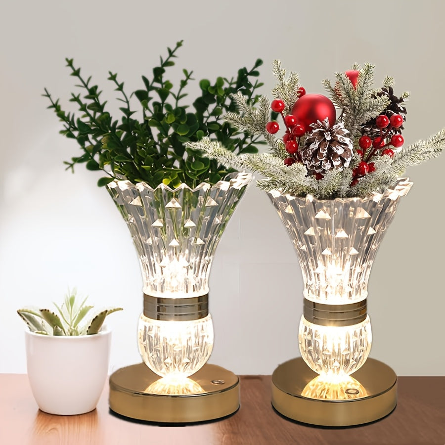 DIY Vase Table Lamp, LED Rechargeable Touch Dimmable Flower Lamp, USB Night Light for Bedroom, Living Room & Office Decor FJORD