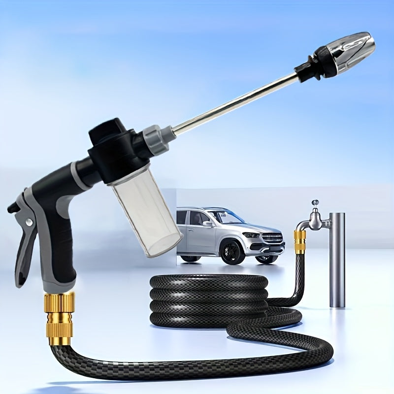 Portable High-Pressure Car Wash Spray Gun with Adjustable Wand – Multi-Function Garden Hose Nozzle for Auto & Pet Cleaning – Includes 3/4" & 1/2" Quick Connect Adapters – Durable Plastic Construction – Hand Wash Only FJORD