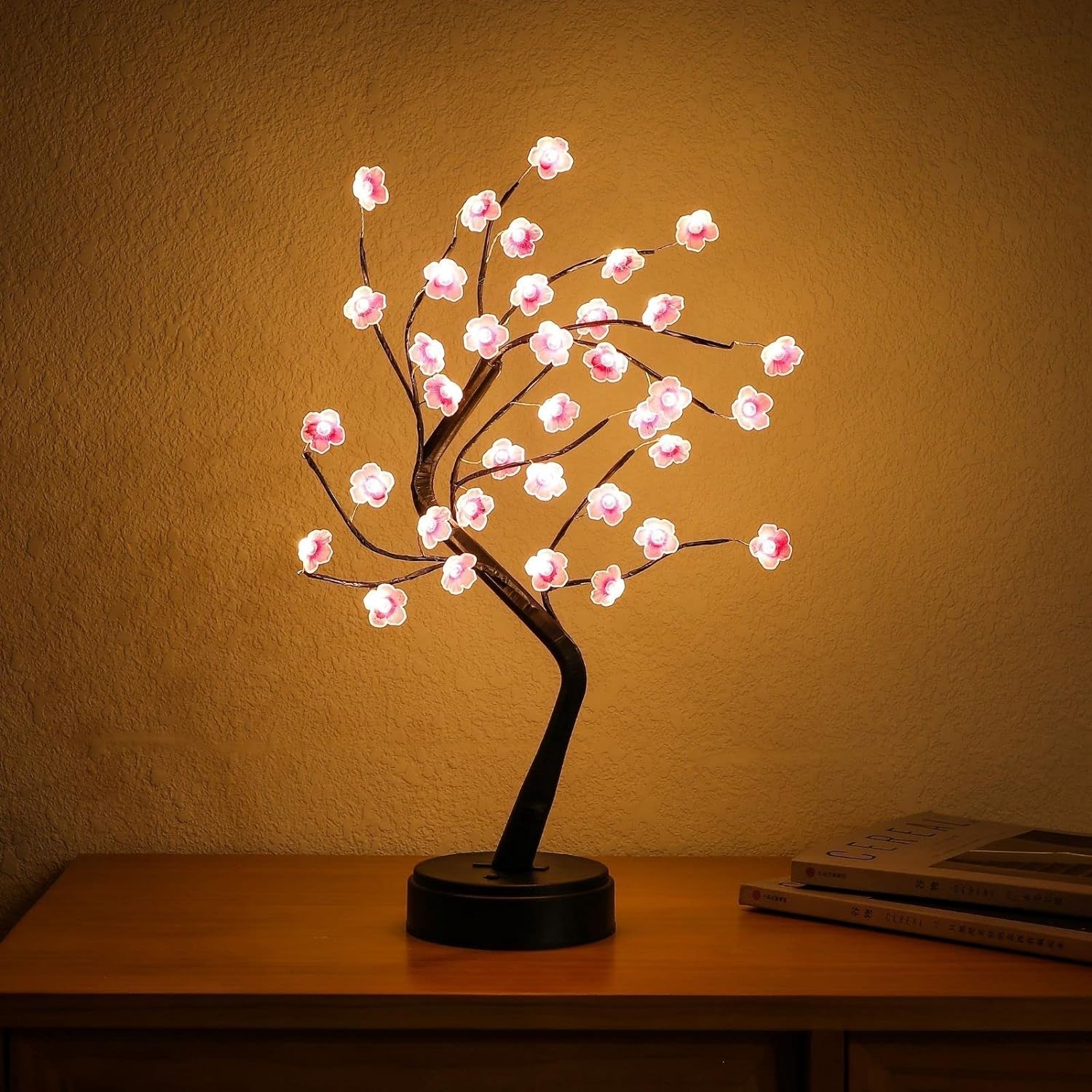 Cherry Blossom LED Bonsai Tree Lamp | 18" Adjustable Branches, USB/AA Powered | Perfect for Bedroom, Wedding, Home & Party Decor | Elegant Night Light with 36 LED Lights FJORD