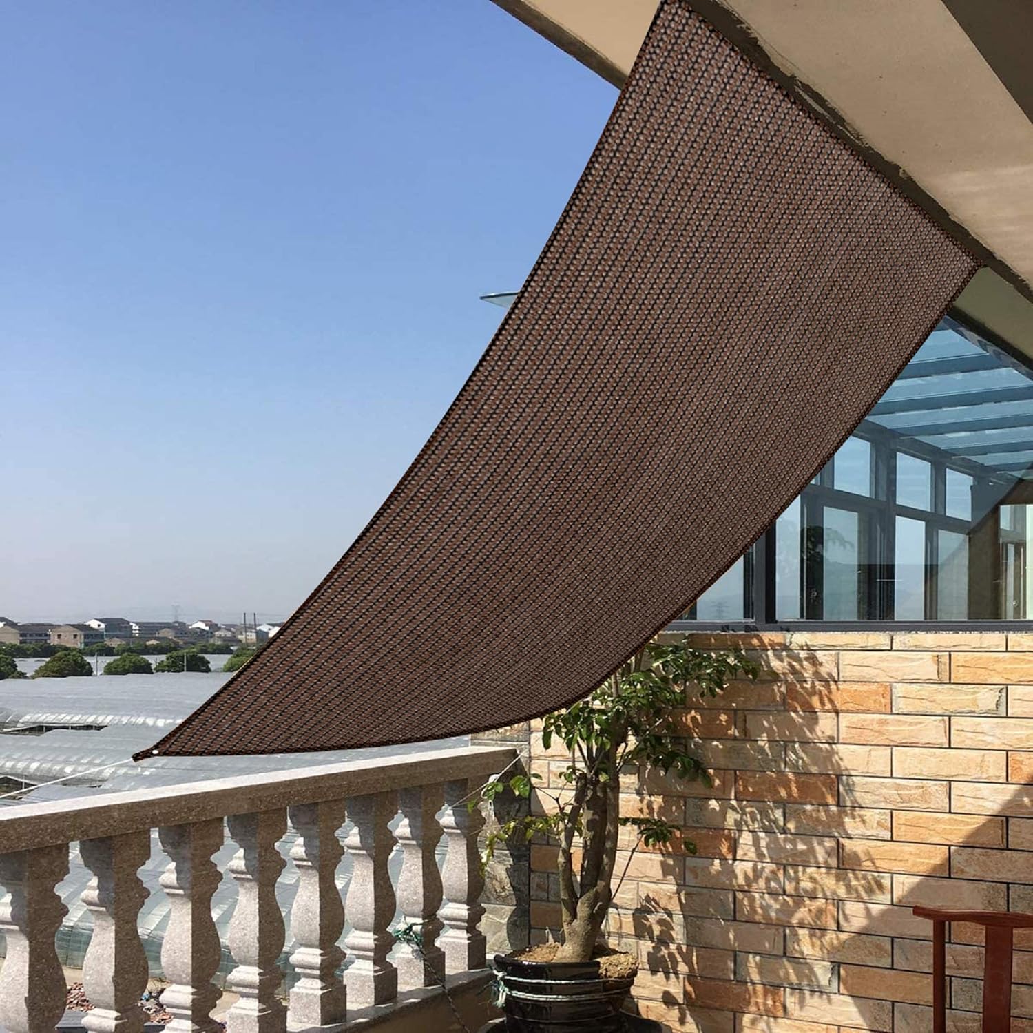 Outdoor Sun Shade Sail - Brown, 95% UV Protection, Heavy Duty Canopy for Patios, Pools, Gardens & Travel - Multiple Sizes Available FJORD