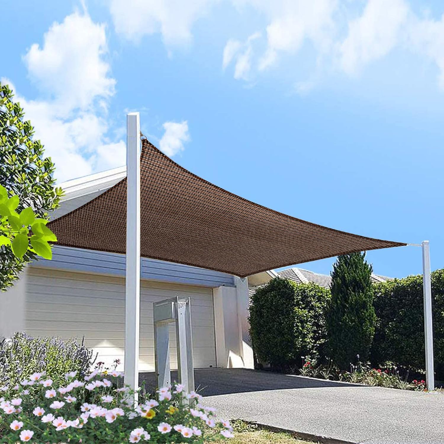 Outdoor Sun Shade Sail - Brown, 95% UV Protection, Heavy Duty Canopy for Patios, Pools, Gardens & Travel - Multiple Sizes Available FJORD