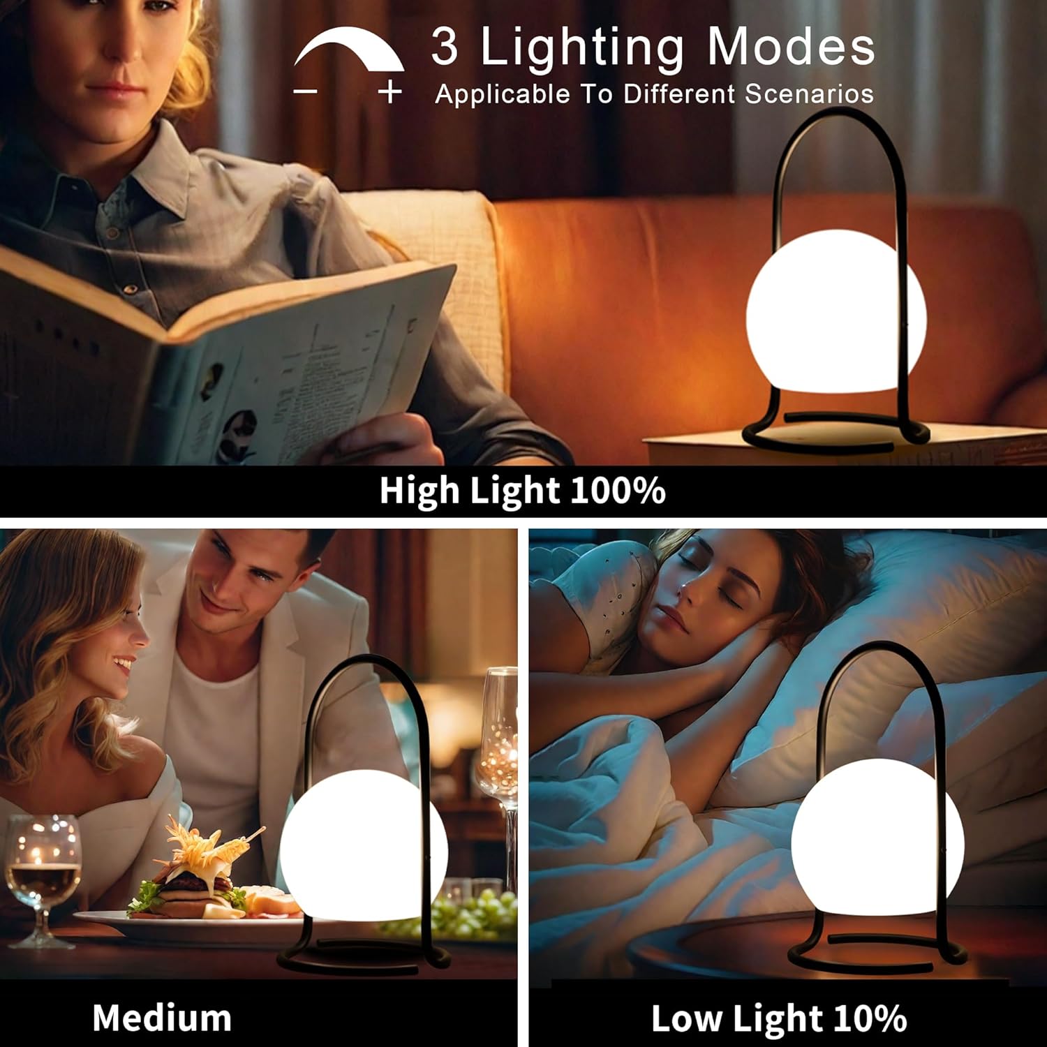 Wireless LED Table Lamp – Rechargeable, Dimmable, USB-C Charging FJORD