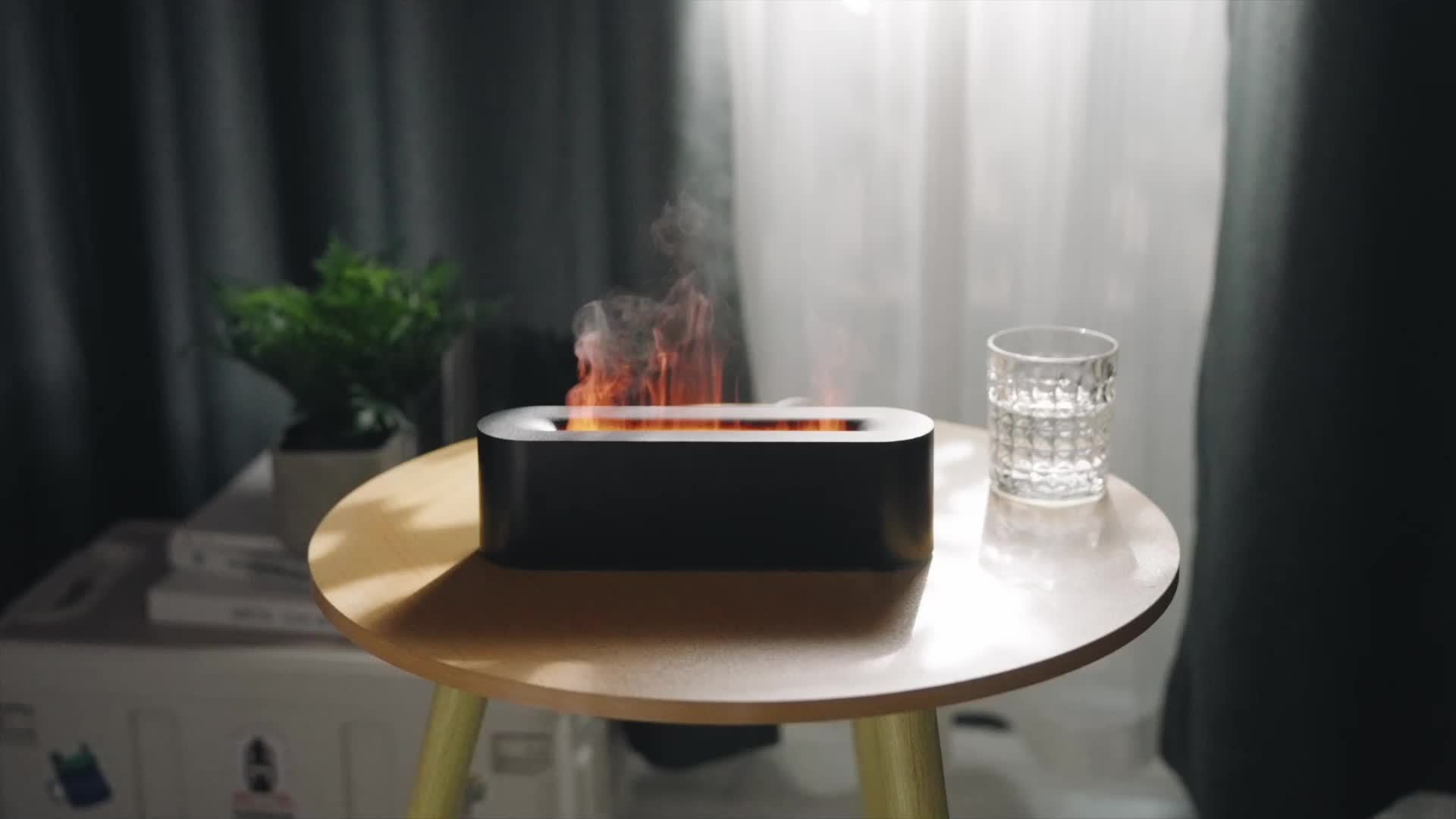 USB-Powered Aromatherapy Lamp with Flame Effect - 150ml RGB Humidifier, Adjustable Lighting for Bedroom & Office Decor FJORD