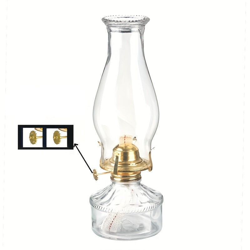 Vintage Glass Kerosene Lantern | 380ml Large Capacity Oil Lamp for Cozy Indoor Lighting - Amanigo FJORD