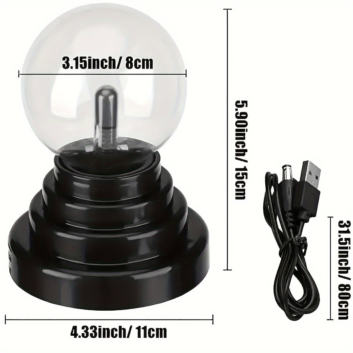 Plasma Ball Lamp - USB Powered Touch Induction Electrostatic Sphere for Party and Desk Decoration, Perfect for Christmas & Halloween Gifts FJORD
