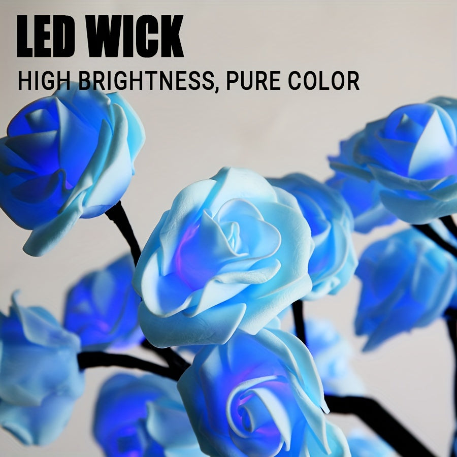 24 LED Rose Flower Tree Lamp - USB Powered, Adjustable Fairy Light for Bedroom & Home Decor, Perfect for Valentine's, Weddings, and Romantic Occasions FJORD