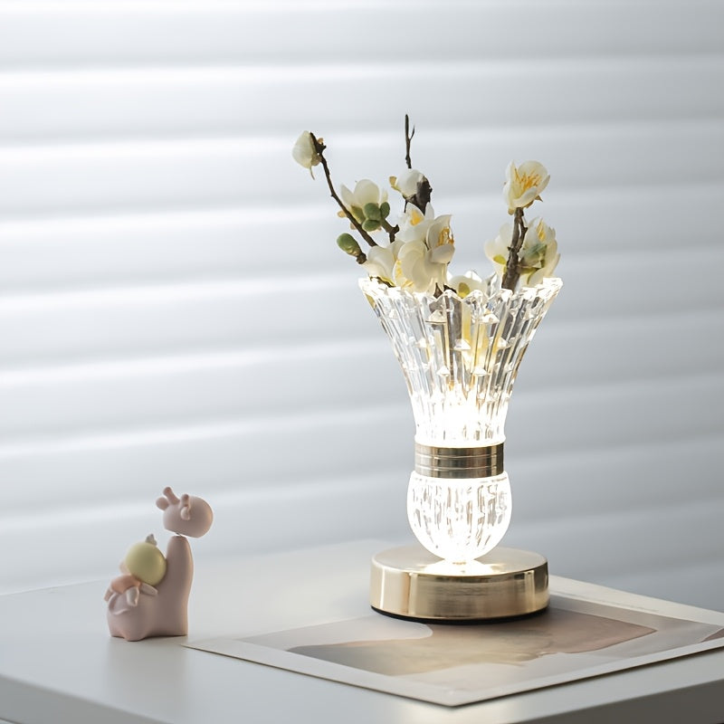 DIY Vase Table Lamp, LED Rechargeable Touch Dimmable Flower Lamp, USB Night Light for Bedroom, Living Room & Office Decor FJORD