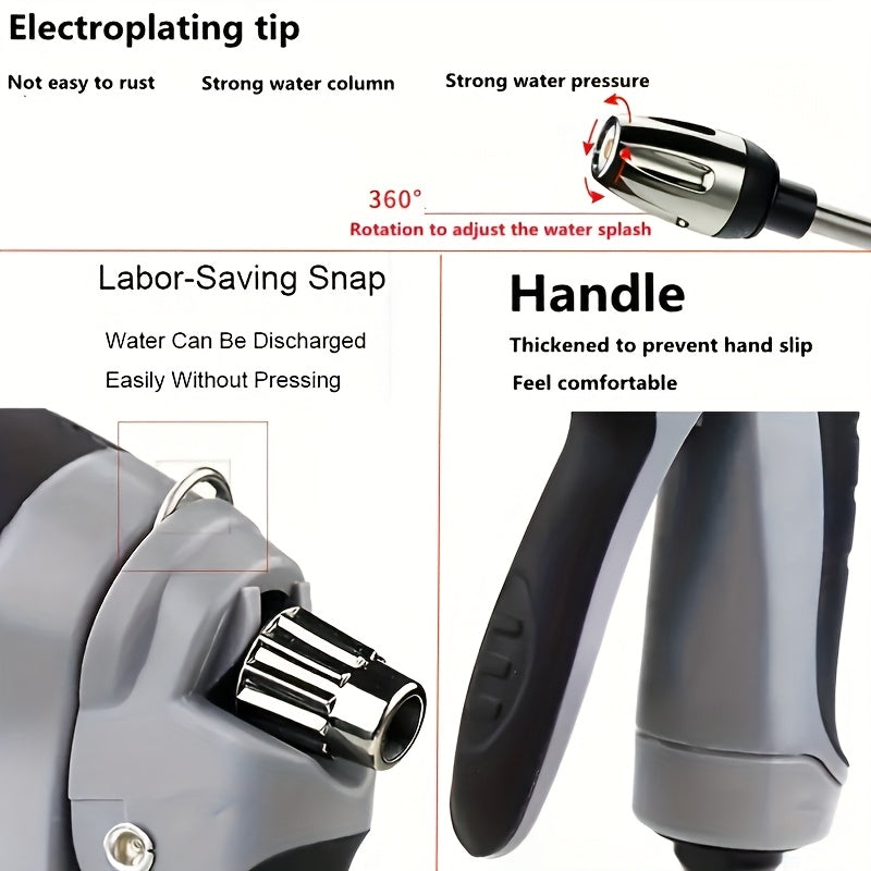 Portable High-Pressure Car Wash Spray Gun with Adjustable Wand – Multi-Function Garden Hose Nozzle for Auto & Pet Cleaning – Includes 3/4" & 1/2" Quick Connect Adapters – Durable Plastic Construction – Hand Wash Only FJORD