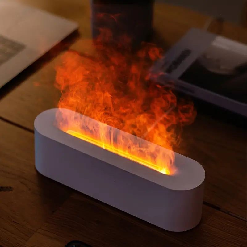 USB Aromatherapy Flame Humidifier - 7 Color LED, Quiet Essential Oil Diffuser for Bedroom & Office, Auto-Off, Adjustable Mist, 180mL Capacity FJORD