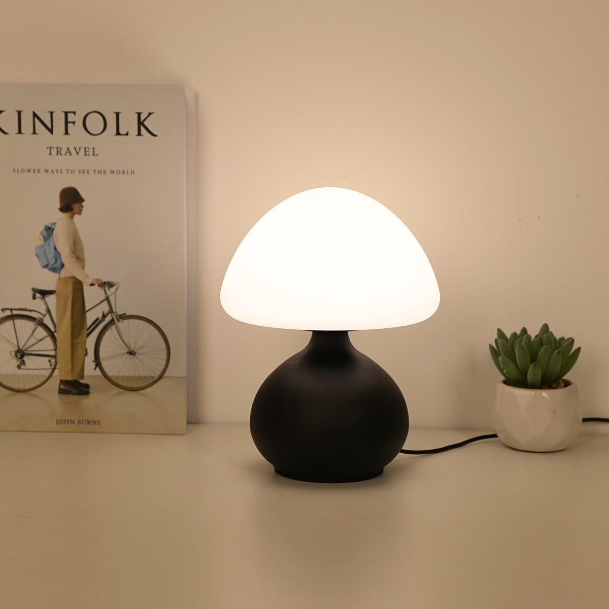 Modern Mushroom Table Lamp - Soft, Warm Lighting | USB Powered | Ideal for Cozy Bedrooms, Living Rooms & Home Offices FJORD